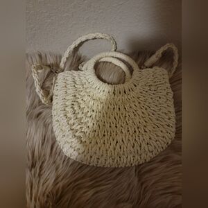 Elegant Cream Woven Handbag